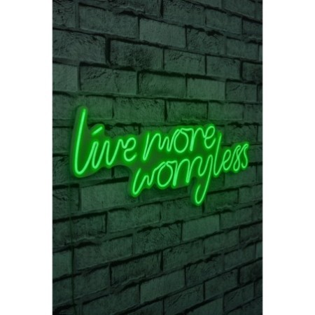 Iluminación LED decorativa de plástico Live More Worry Less verde 67x36x2 cm