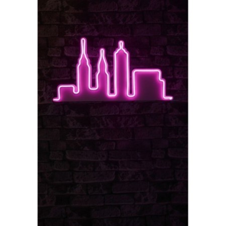 Iluminación LED decorativa de plástico City Skyline rosa 32x61x2 cm