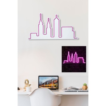 Iluminación LED decorativa de plástico City Skyline rosa 32x61x2 cm