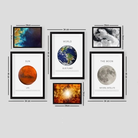 Cuadro decorativo enmarcado SET_090 multicolor 24x29 cm (3 piezas) 34x44 cm (3 piezas)