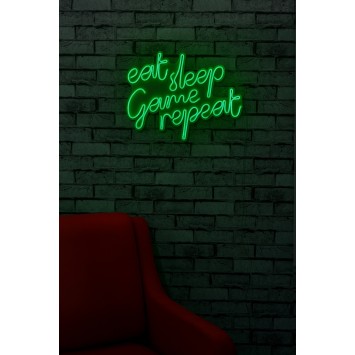 Iluminación LED decorativa de plástico eat sleep game repeat verde 51x40x2 cm