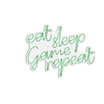 Iluminación LED decorativa de plástico eat sleep game repeat verde 51x40x2 cm