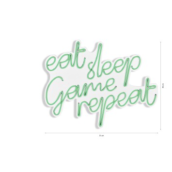 Iluminación LED decorativa de plástico eat sleep game repeat verde 51x40x2 cm