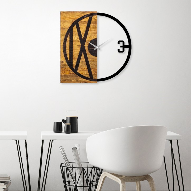 Reloj de pared madera Modelo 24 nogal negro 58x3x58 cm