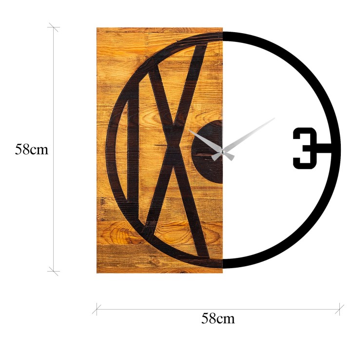 Reloj de pared madera Modelo 24 nogal negro 58x3x58 cm