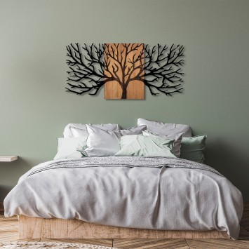 Decoración pared de madera Tree -327 nogal negro 150x3x70 cm