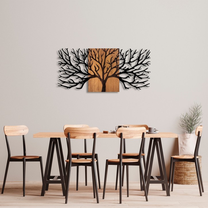 Decoración pared de madera Tree-327 nogal negro 150x3x70 cm