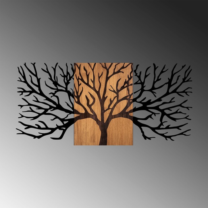 Decoración pared de madera Tree-327 nogal negro 150x3x70 cm