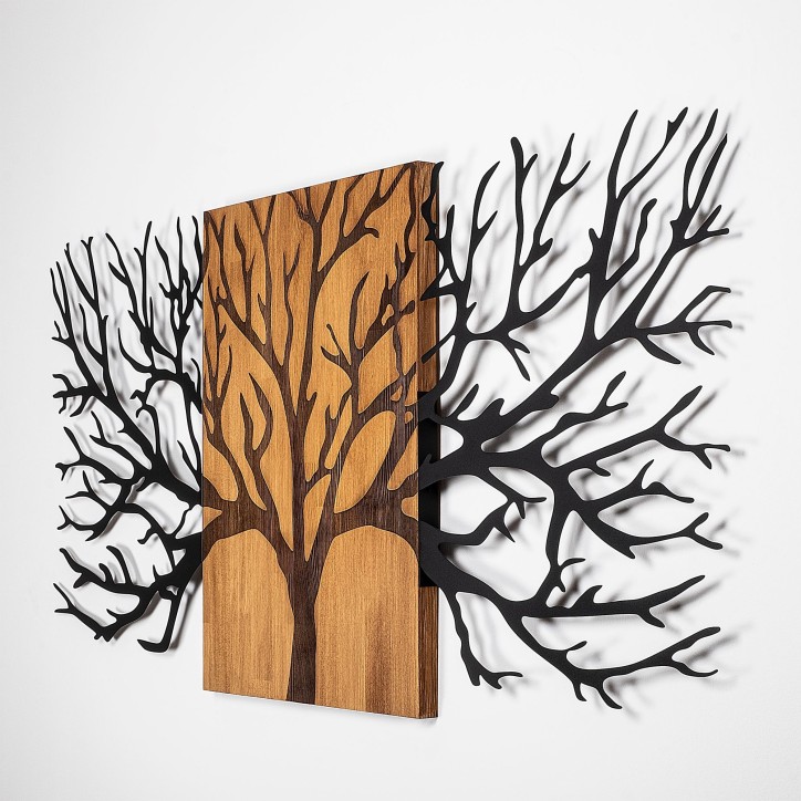 Decoración pared de madera Tree-327 nogal negro 150x3x70 cm