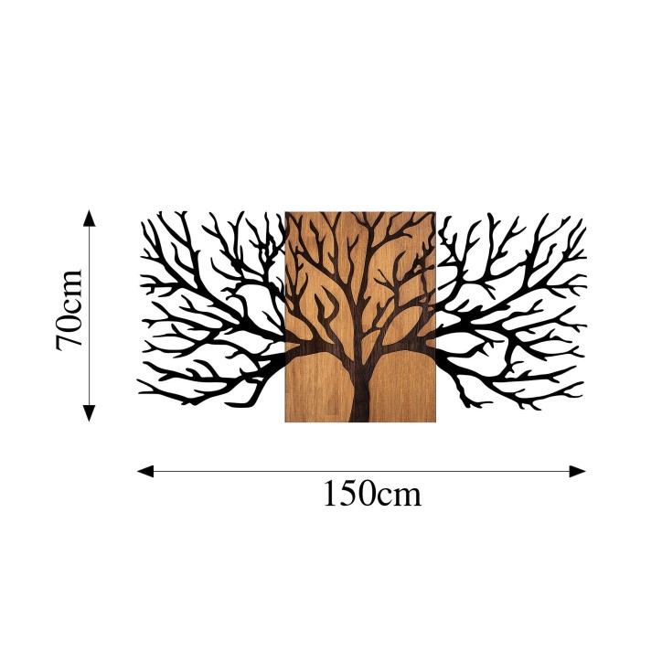 Decoración pared de madera Tree-327 nogal negro 150x3x70 cm