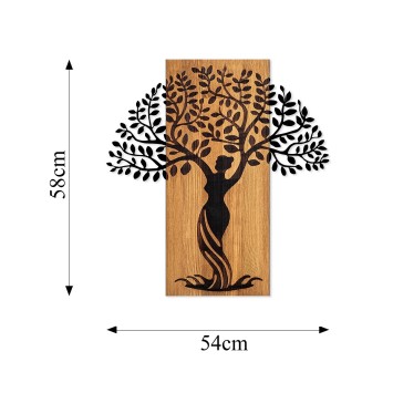 Decoración pared de madera Woman Tree 3 nogal negro 54x58 cm