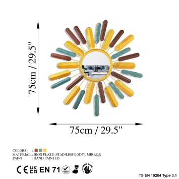 Espejo decorativo Mirror Sun 2 multicolor 75x75x4 cm