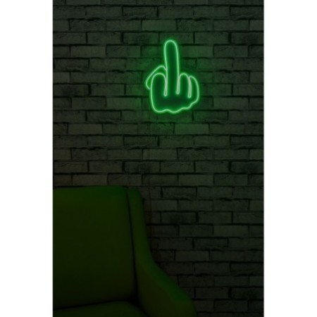 Iluminación LED decorativa de plástico Middle Finger verde 27x37x2 cm