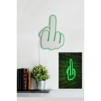 Iluminación LED decorativa de plástico Middle Finger verde 27x37x2 cm