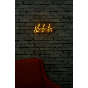 Iluminación LED decorativa de plástico Shhh amarillo 34x17x2 cm