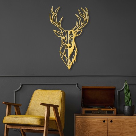 Decoración pared de metal Red Deer 3 oro 42x70 cm