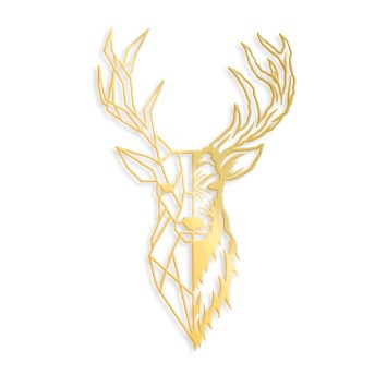 Decoración pared de metal Red Deer 3 oro 42x70 cm