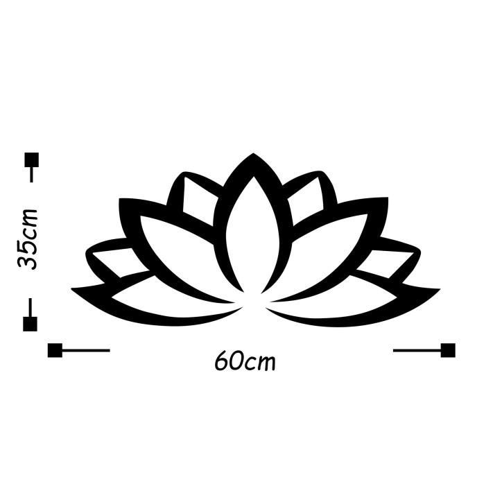 Decoración pared de metal Lotus Flower 2 negro 60x35 cm