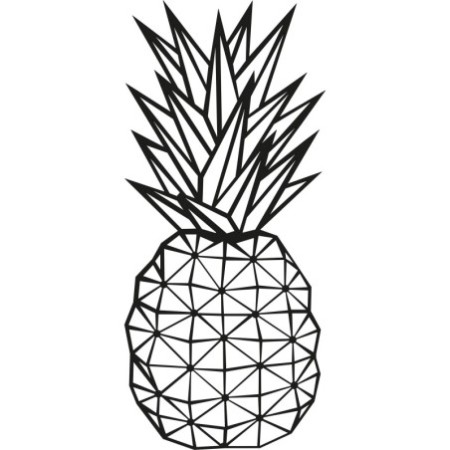 Decoración pared de metal Pineapple negro 22x55 cm