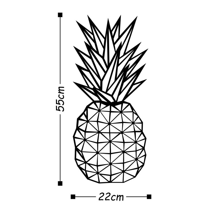 Decoración pared de metal Pineapple negro 22x55 cm