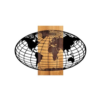 Decoración pared de madera Wold Map -332 nogal negro 87x3x58 cm