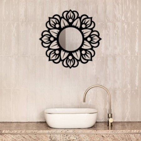 Espejo decorativo Hurma negro 70x2x70 cm