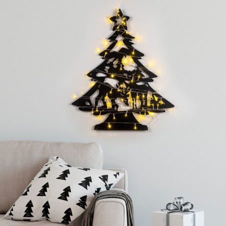 Decoración pared de metal XMASBLACK-24 negro 59x70 cm