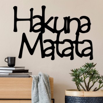 Decoración pared de metal Hakuna Matata 8 negro 69x1.5x47 cm