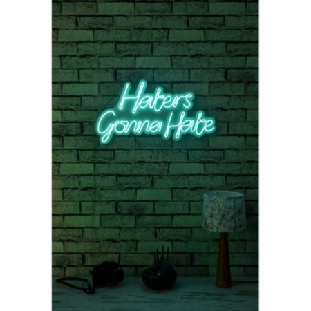 Iluminación LED decorativa de plástico Haters Gonna Hate azul 58x32x2 cm