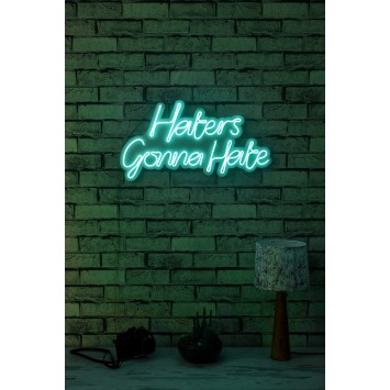 Iluminación LED decorativa de plástico Haters Gonna Hate azul 58x32x2 cm