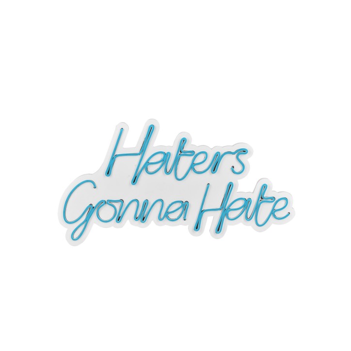 Iluminación LED decorativa de plástico Haters Gonna Hate azul 58x32x2 cm