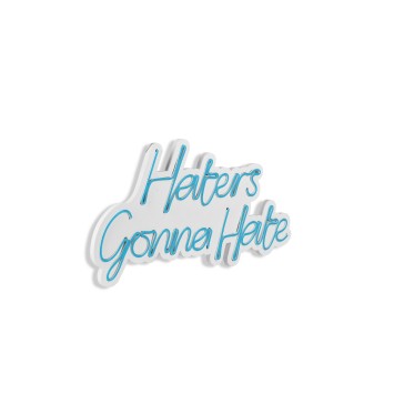 Iluminación LED decorativa de plástico Haters Gonna Hate azul 58x32x2 cm