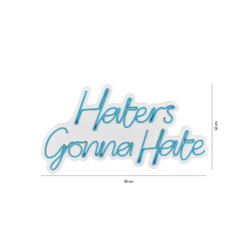 Iluminación LED decorativa de plástico Haters Gonna Hate azul 58x32x2 cm