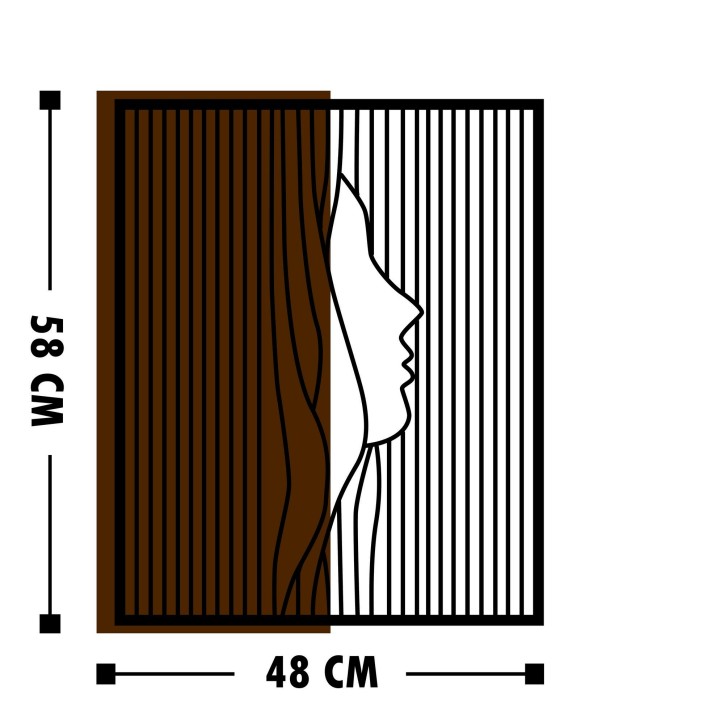 Decoración pared de madera Esaret nogal negro 48x58 cm