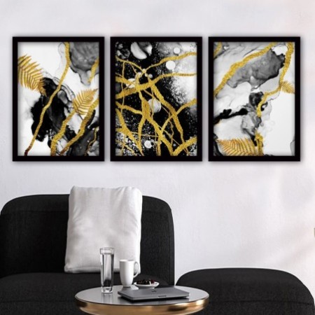 Cuadro decorativo enmarcado 3SC75 multicolor 35x45 cm (3 piezas)