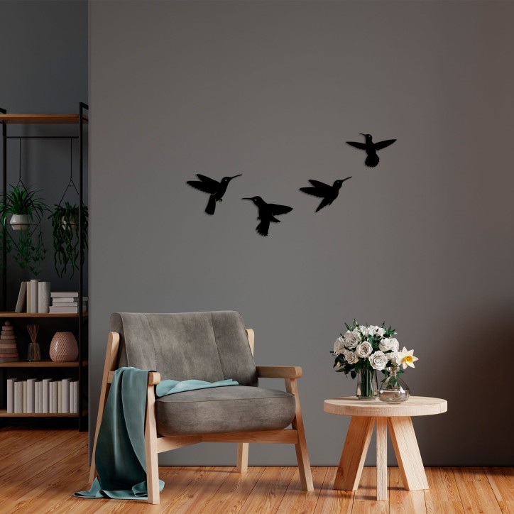 Decoración pared de metal Birds-292 negro 20x13 cm (1 pieza)