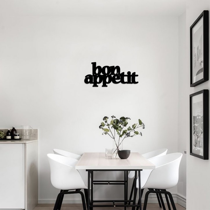 Decoración pared de metal Bon Appetit 2 negro 59x27 cm