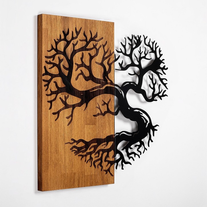 Decoración pared de madera Monumental Tree 4 nogal negro 58x58 cm