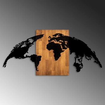 Decoración pared de madera World Map 20 nogal negro 150x70 cm