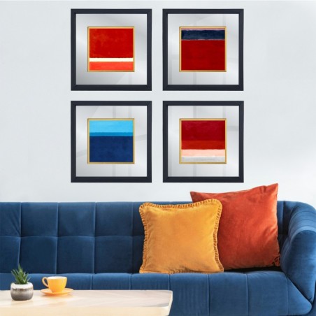 Cuadro decorativo enmarcado CAM1857244468 multicolor 32x32 cm (4 piezas)