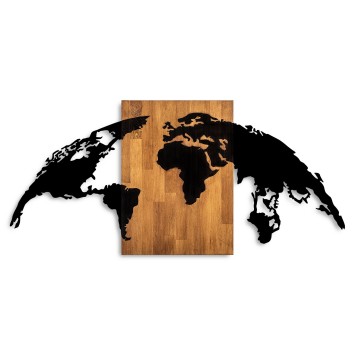 Decoración pared de madera World Map 20 nogal negro 150x70 cm