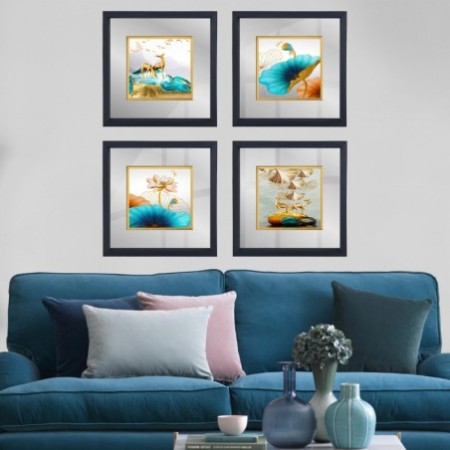 Cuadro decorativo enmarcado CAM1887611440 multicolor 32x32 cm (4 piezas)