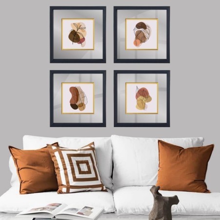 Cuadro decorativo enmarcado CAM1894296091 multicolor 32x32 cm (4 piezas)