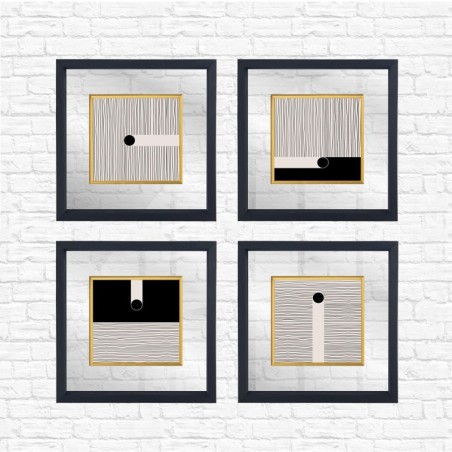 Cuadro decorativo enmarcado CAM1868903707 multicolor 32x32 cm (4 piezas)