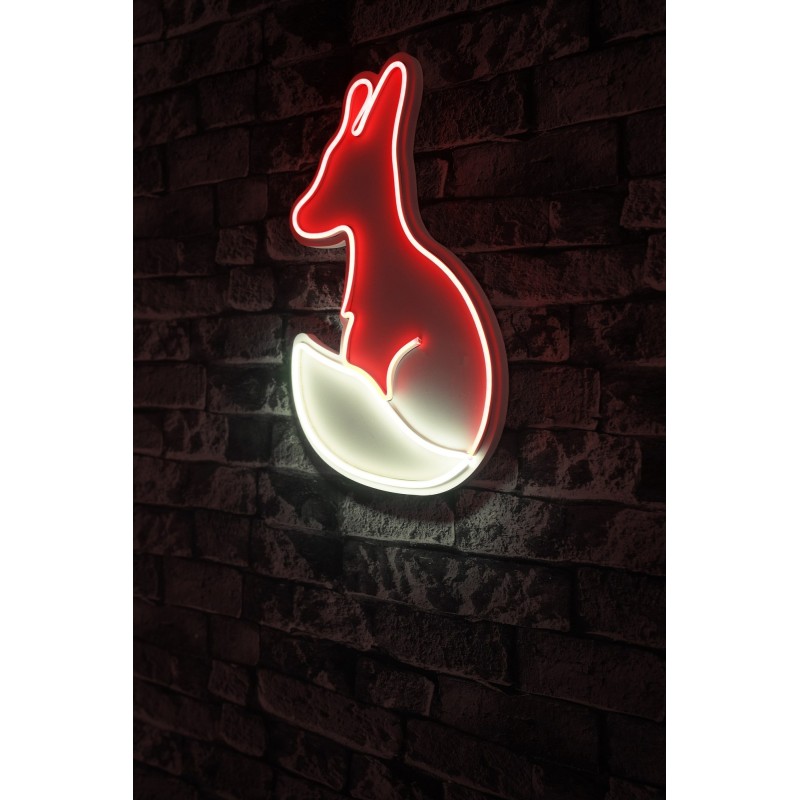 Iluminación LED decorativa de plástico Fox rojo blanco 28x45x2 cm