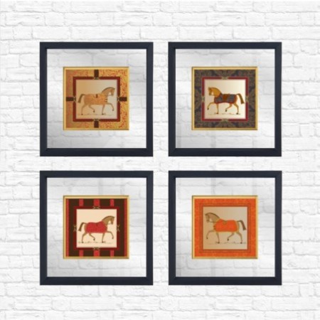 Cuadro decorativo enmarcado CAM5666 multicolor 32x32 cm (4 piezas)