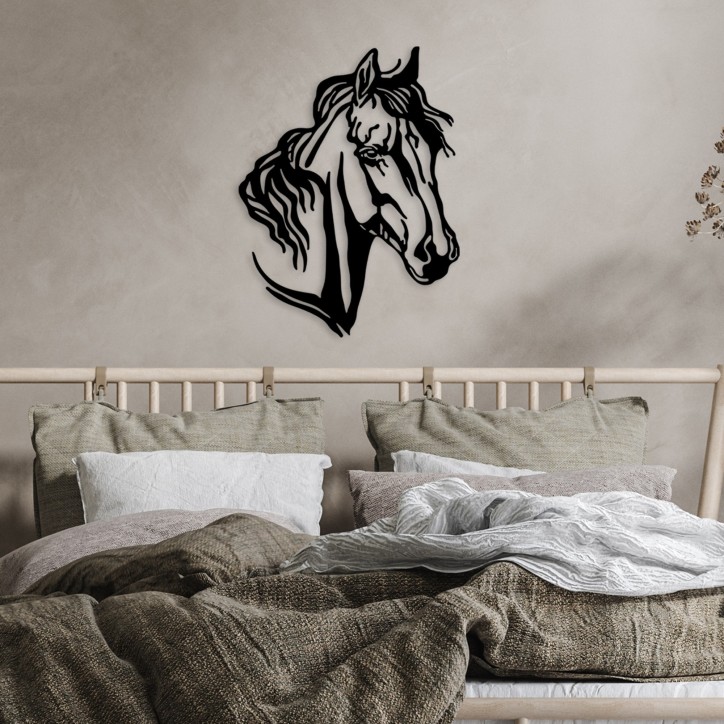 Decoración pared de metal Horse 2 negro 43x56 cm