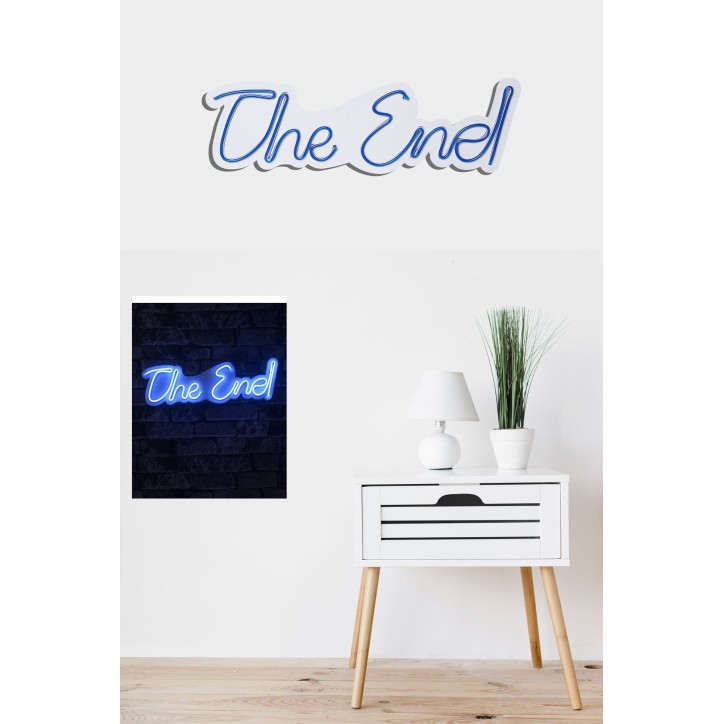 Iluminación LED decorativa de plástico The End azul 16x50x2 cm