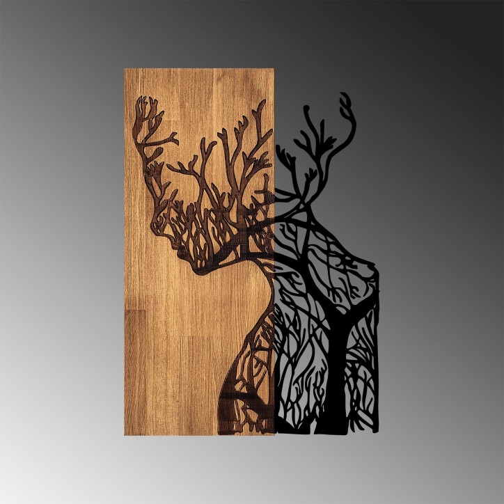 Decoración pared de madera Tree Woman-318 nogal negro 41x3x58 cm