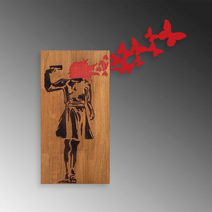 Decoración pared de madera Banksy-16 nogal negro 99x34 cm